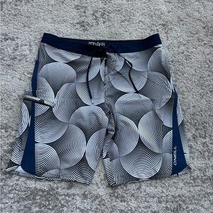 O’Neill Superfreak Boardshorts Size 36 Surf Swim Shorts Blue Pattern